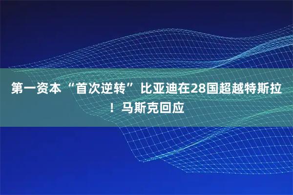 第一资本 “首次逆转” 比亚迪在28国超越特斯拉！马斯克回应