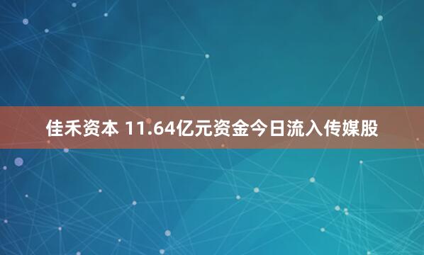 佳禾资本 11.64亿元资金今日流入传媒股